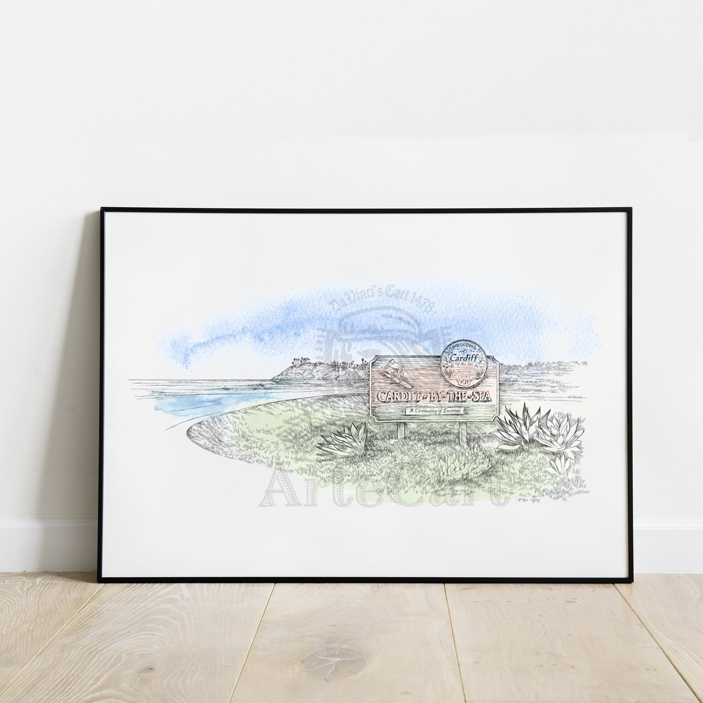 Cardiff by the Sea, San Diego Hand Drawn Fine Art Prints