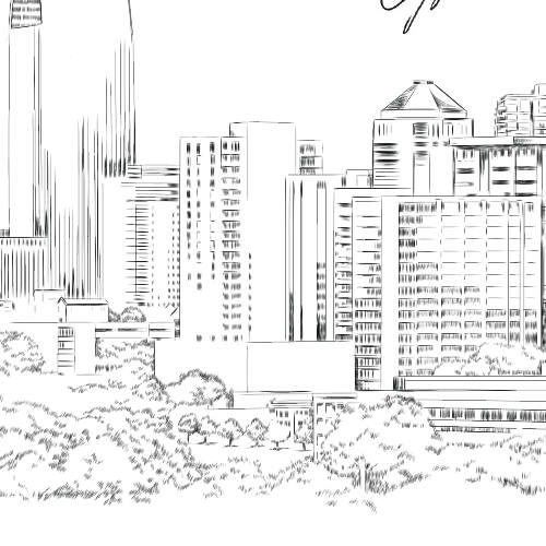 Atlanta Skyline Alternative Guest book Print, Guestbook, Bridal Shower, Atlanta Wedding, Custom, Alternative Guest Book, Sign-in - Darlington Guestbooks