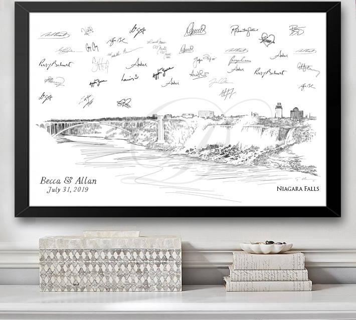 Niagara Falls Guestbook Print, Guest Book, Bridal Shower, New York, Wedding, Custom, Alternative Guest Book (8 x 10 - 24 x 36) - Darlington Guestbooks