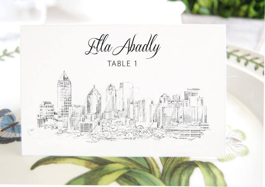 Atlanta Skyline Place Cards, Placecards, Escort Cards, Georgia Wedding, Southern Weddings, Custom with Guests Names (Set of 25 Cards)