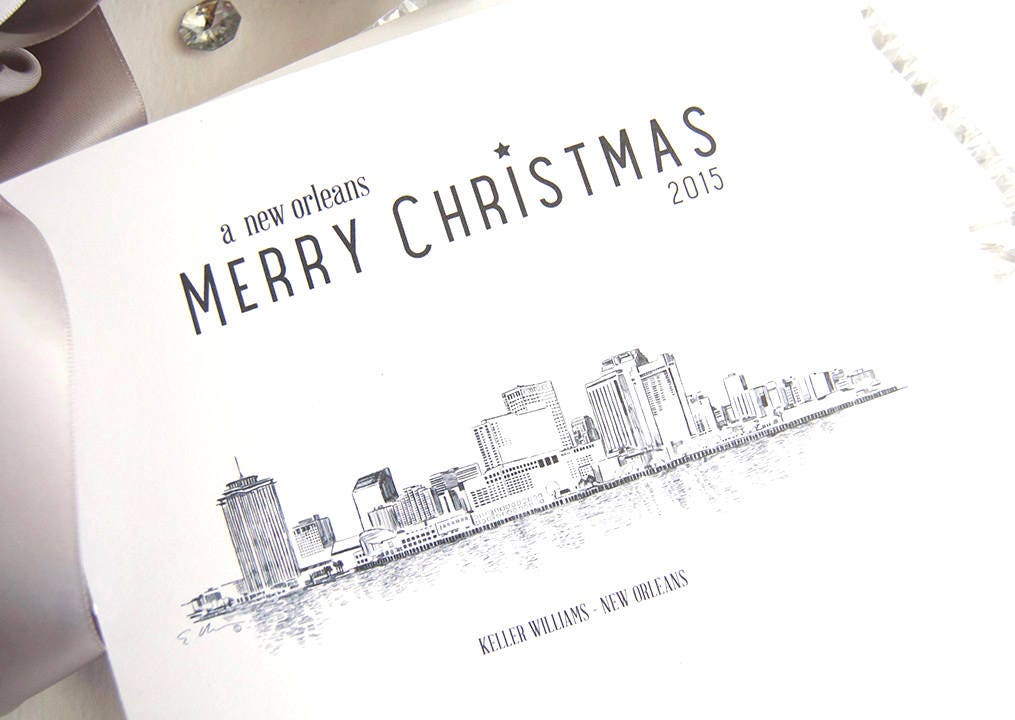 New Orleans Christmas Cards, Holiday Cards, Xmas Cards, Holiday Party Invitations (Set of 25)