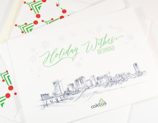 Richmond, VA Skyline Corporate Christmas Cards, Holiday Cards, Xmas Cards, Holiday Party, Company Cards, Law Firms, Downtown (Set of 25)m