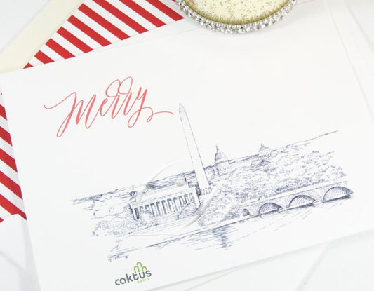 Washington, DC Skyline Corporate Christmas Cards, Holiday Cards, Xmas Cards, Holiday Party, Company Cards, Law Firms, Downtown (Set of 25)m