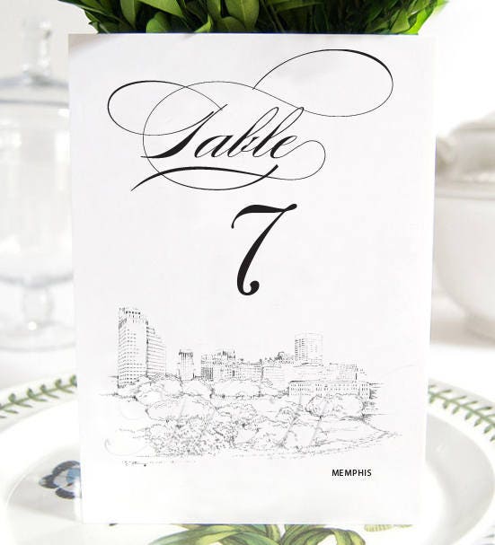 Memphis Skyline Table Numbers, Wedding Tables (1-10)