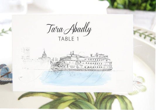 Georgia Queen Steamboat Place Cards, Placecards, Escort Cards, Wedding, Southern Wedding, Custom with Guests Names (Set of 25 Cards)