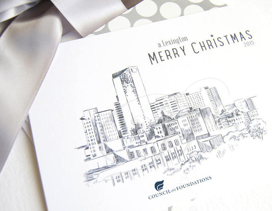 Lexington Skyline Corporate Christmas Cards, KY, Holiday Cards, Xmas Cards, Holiday Party, Company Cards, Law Firms (Set of 25)