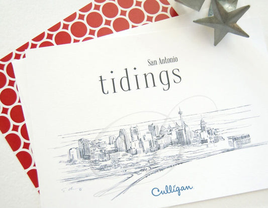 San Antonio Skyline Corporate Christmas Cards, Holiday Cards, Texas, Xmas Cards, Holiday Party, Company Cards, Law Firms (Set of 25)