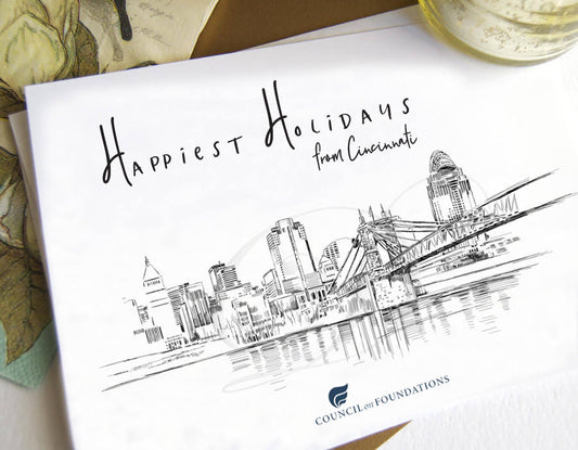 Cincinnati Skyline Corporate Christmas Cards, Holiday Cards, Xmas Cards, Holiday Party, Company Cards, Law Firms  (Set of 25)