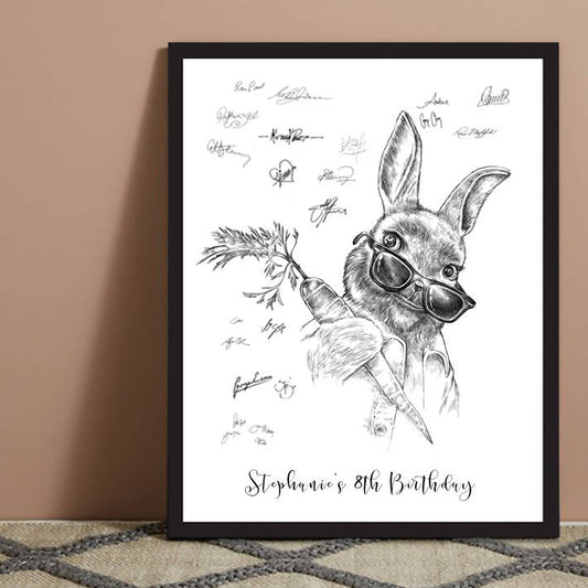 Peter Rabbit Birthday Party Guestbook Print, Guest Book, Bridal Shower, Birthday, Baby Shower, Custom, Alternative, Whimsical Party