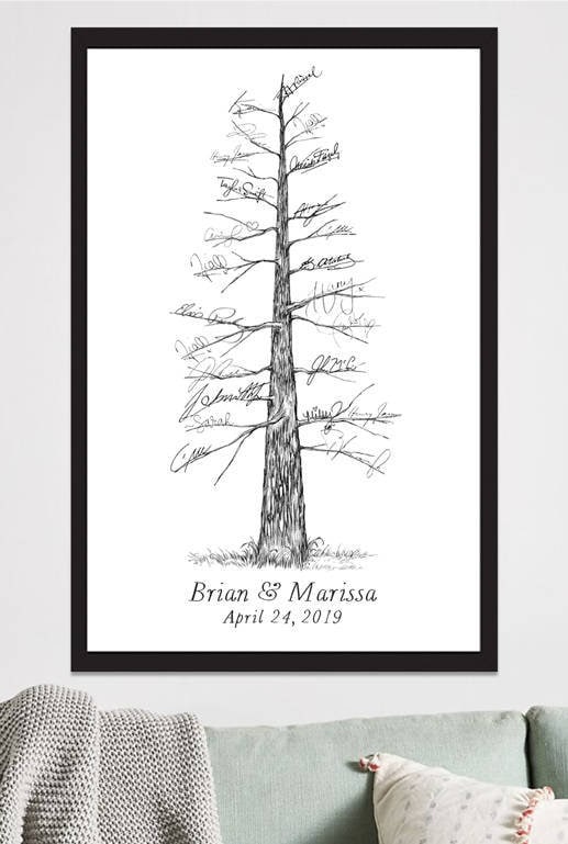 Wedding Guest Book Alternative Pine Tree, Guests Signatures, Print, Guestbook, Wedding, Bridal Shower, Family Reunion, Housewarming, Rustic