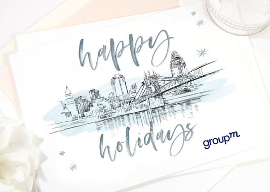 Cincinnati Skyline Corporate Christmas Cards, Holiday Cards, Xmas Cards, Holiday Party, Company Cards, Law Firms, Real Estate  (Set of 25)