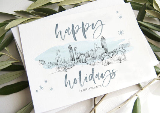 Atlanta Bridge View Corporate Christmas Cards, Holiday Cards, Xmas Cards, Holiday Party, Company Cards, Law Firms, Real Estate  (Set of 25)