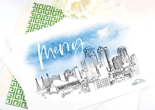 Kansas City Skyline Corporate Christmas Cards, Holiday Cards, Xmas Cards, Holiday Party, Company Cards, Law Firms, Real Estate  (Set of 25)