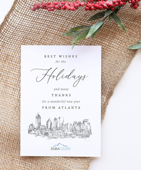Atlanta Skyline Corporate Christmas Cards, Holiday Cards, Xmas Cards, Holiday Party, Company Cards, Law Firms, Real Estate -Set of 25