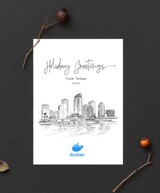 Tampa Skyline Corporate Christmas Cards, florida, Holiday Cards, Xmas Cards, Holiday, Company Cards, Law Firms, Real Estate -Set of 25