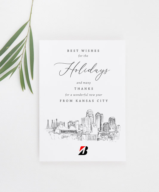 Kansas City Skyline Corporate Christmas Cards, Holiday Cards, Xmas Cards, Holiday, Company Cards, Law Firms, Real Estate -Set of 25