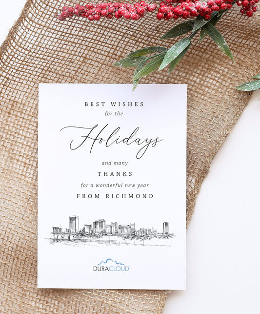 Richmond City Skyline Corporate Christmas Cards, va, Holiday Cards, Xmas Cards, Holiday, Company Cards, Law Firms, Real Estate -Set of 25
