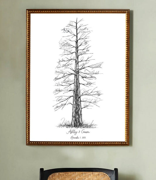 Signature Pine Tree Guestbook Wedding, Alternative Guest Book, Rustic Weddings, Boho, Tree, Wedding Guestbook, Party Supplies, Bridal Shower