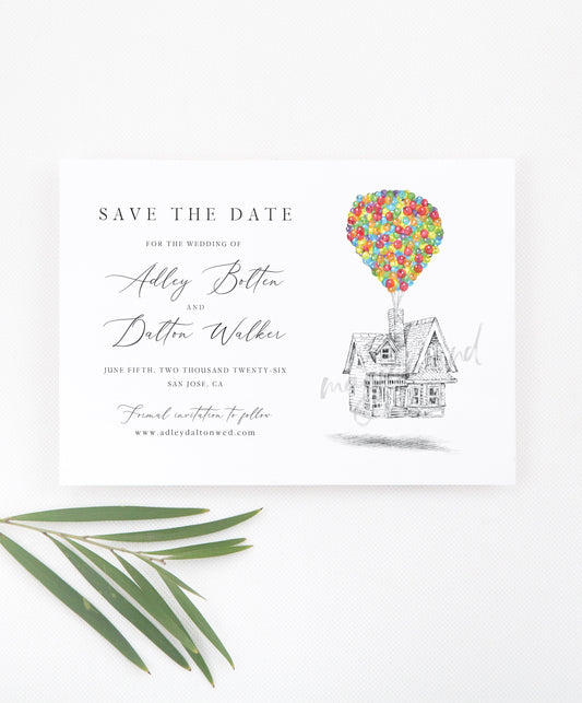 UP House Save the Dates, STD, Save the Date, Save the Date Cards, Fairytale Wedding, Disney Theme Wedding, Weddings, Balloons