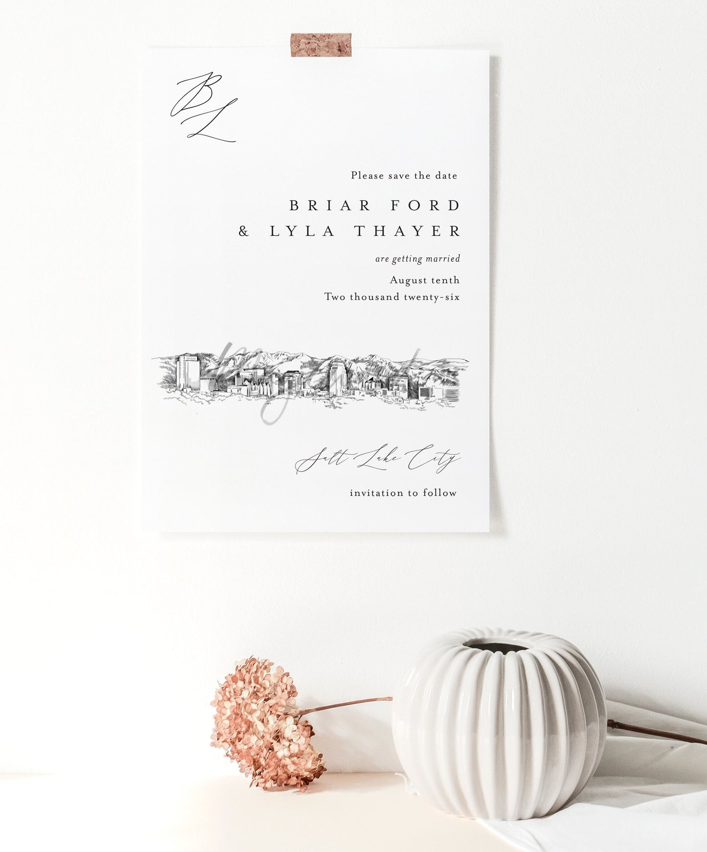 Salt Lake City Skyline Save the Dates, STD, Utah Wedding, Save the Date Cards, Weddings (set of 25)
