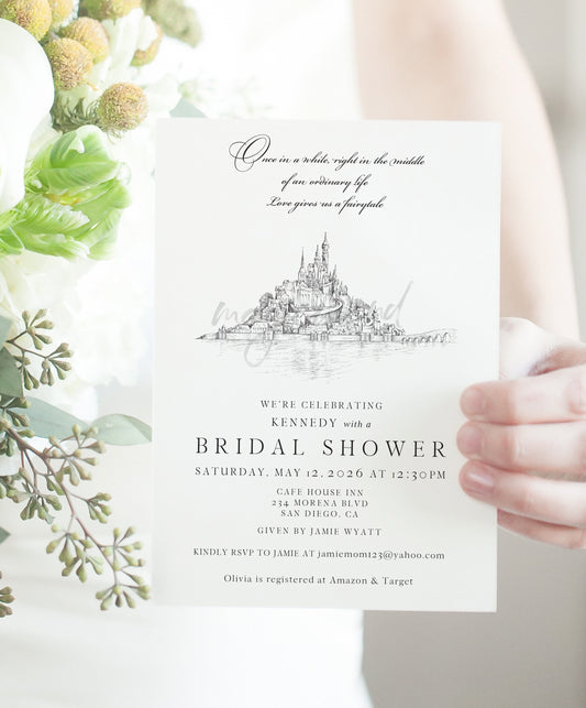 Bridal Shower Invitations, Tangled Casle, Invite, Wedding, fairytale, Bridal Luncheon, Invite, Unique, bridal shower, invitation