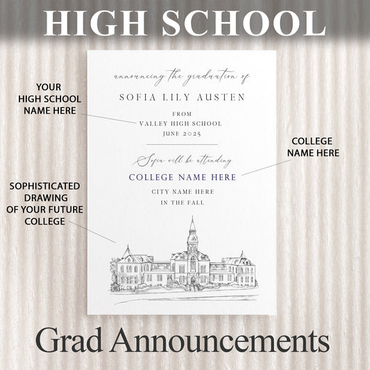 High School Graduation Announcements with College Choice for Alabama Schools, HS Grad, AL Graduation, Grads Univ