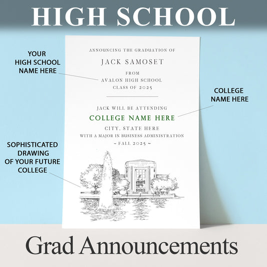 High School Graduation Announcements with College Bound University for Oregon Schools, HS Grad, AL Graduation, Grads Univ