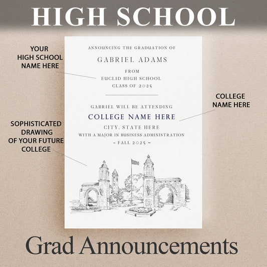 High School Graduation Announcements with College Bound University for Indiana Schools, HS Grad, IN, Graduation, Grads Univ