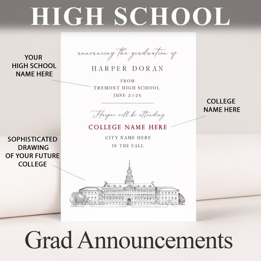 High School Graduation Announcements with College Bound University for Massachusetts Schools, HS Grad, MA, Graduation, Grads Univ