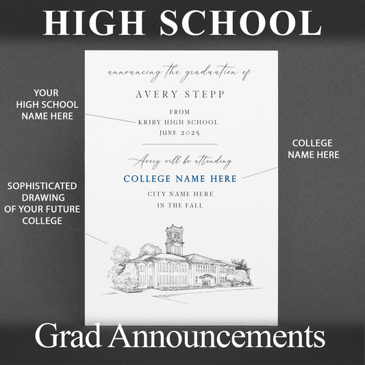 High School Graduation Announcements with College Bound University for Delaware Schools, HS Grad, DE, Graduation, Grads Univ