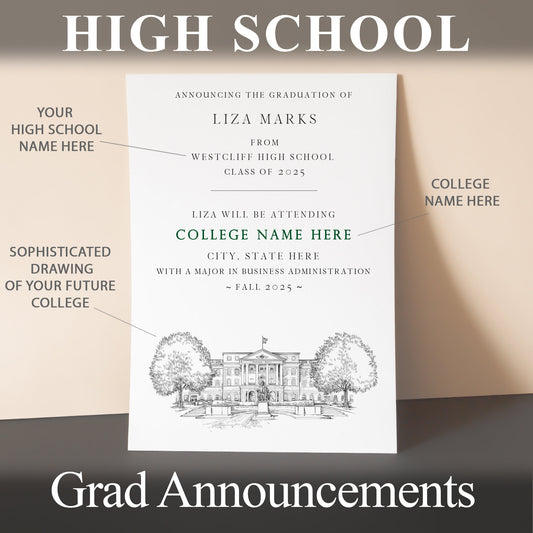 High School Graduation Announcements with College Bound University for Louisiana Schools, HS Grad, LA, Graduation, Grads Univ