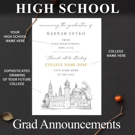 High School Graduation Announcements with College Bound University for Illinois Schools, HS Grad, Chicago Graduation, Grads Univ