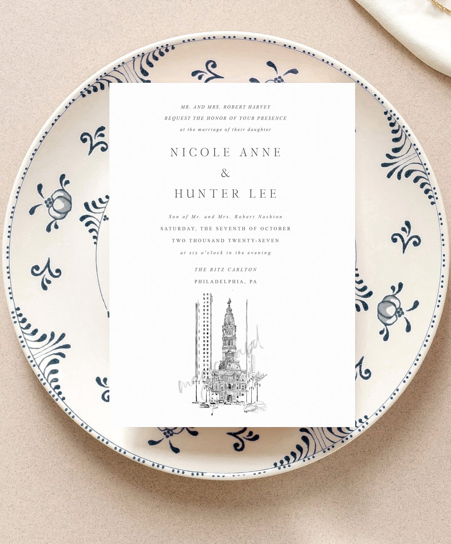 Philadelphia City Hall Wedding Invitation, Philadelphia Wedding Invitations, Philadelphia Wedding, Invite
