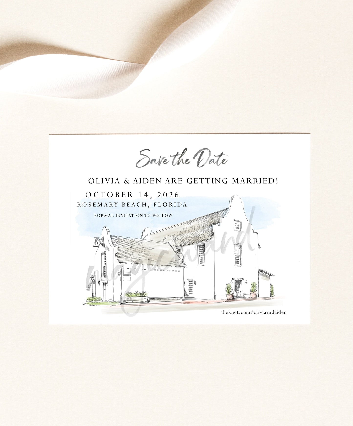 Rosemary Beach Save the Dates, Florida Wedding Save the Date Cards, STD, Save the Date, Wedding, Hand Drawn (set of 25 cards)
