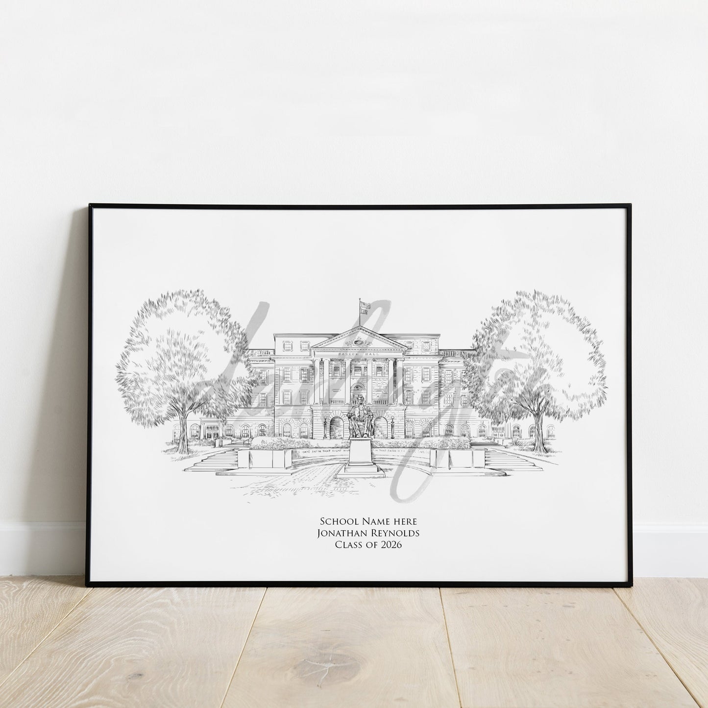 Indiana Campus Art, University Fine Art Prints, IN, Colleges, Alumni Gift, Graduation Gift, Hand Drawn, Watercolor Paper, Signed Art