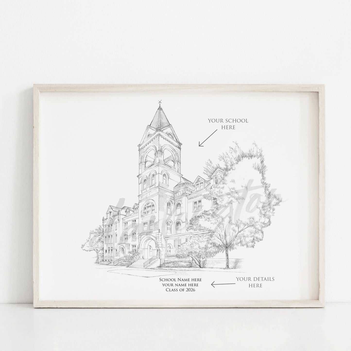 Illinois Campus Art, University Fine Art Prints, IL, Colleges, Alumni Gift, Graduation Gift, Hand Drawn, Chicago, IL Signed Art