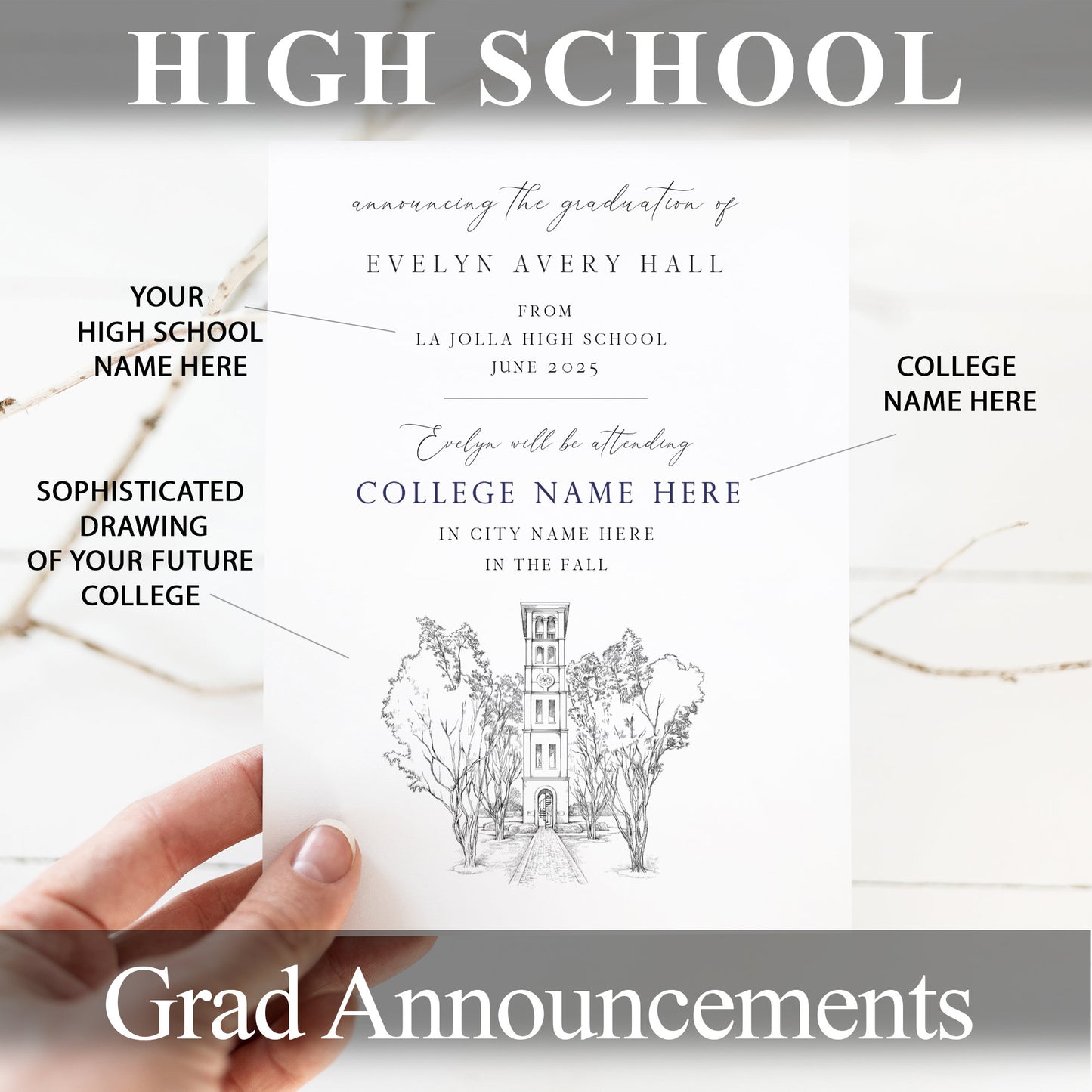 High School Graduation Announcements with College Bound University for Rhode Island Schools, HS Grad, RI, Graduation, Grads Univ