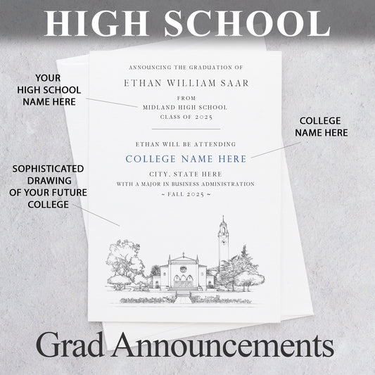 High School Graduation Announcements with College Bound University for California Schools, HS Grad, CA, Graduation, Grads Univ