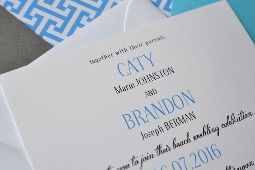 San Diego Crystal Pier Wedding Invitations Package (Sold in Sets of 10 Invitations, RSVP Cards + Envelopes)