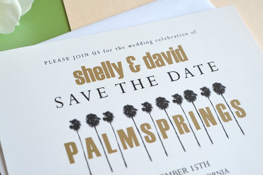 Palm Springs Row of Palm Trees Wedding Save the Date Cards (set of 25 cards)
