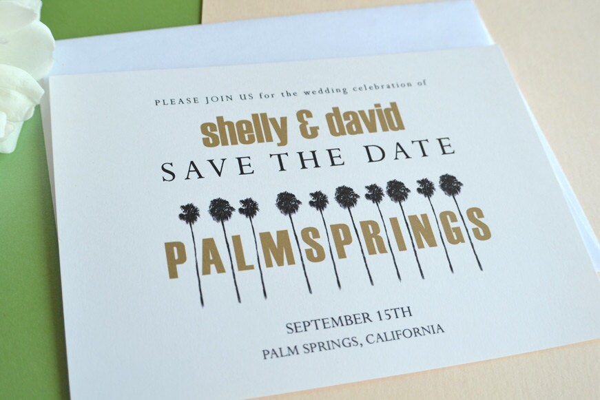 Palm Springs Row of Palm Trees Wedding Save the Date Cards (set of 25 cards)