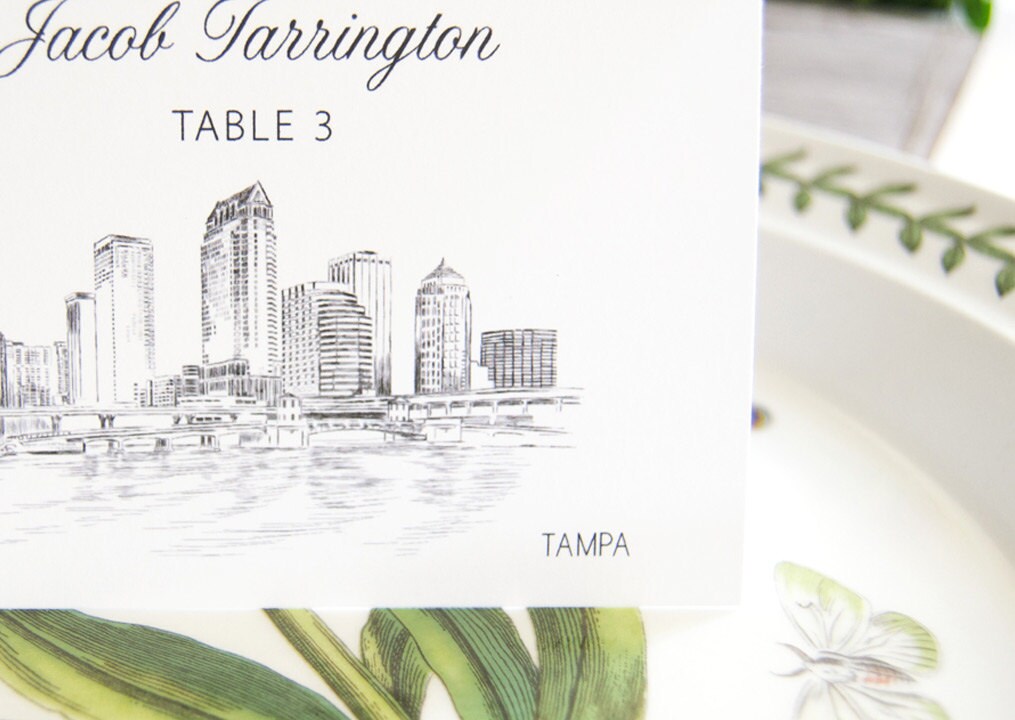 Tampa Skyline Folded Place Cards (Set of 25 Cards)