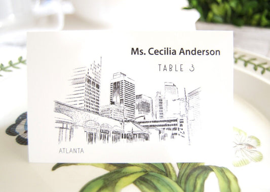 Atlanta Skyline Folded Place Cards (Set of 25 Cards)
