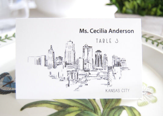 Kansas City Skyline Folded Place Cards (Set of 25 Cards)