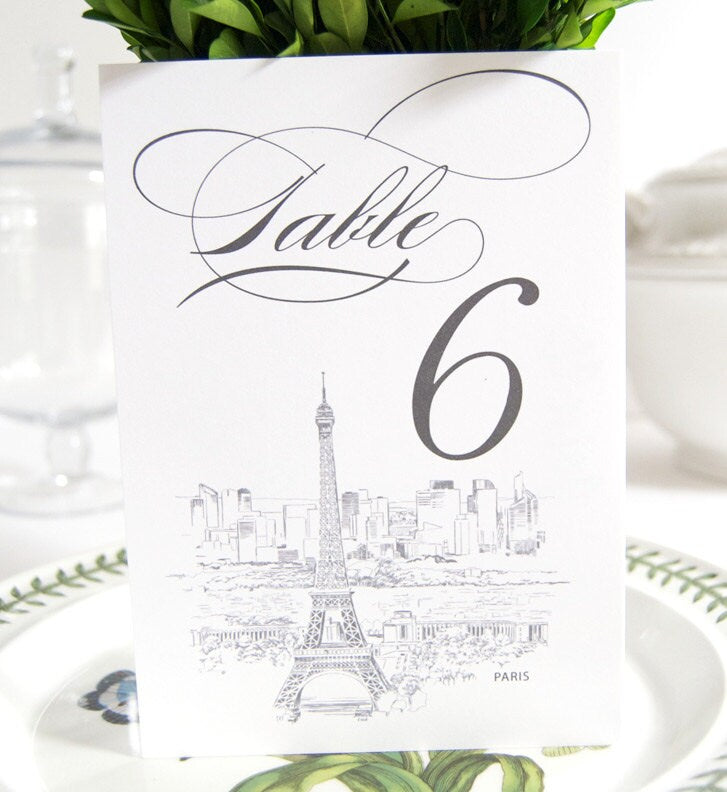 Paris Skyline Table Numbers (1-10)