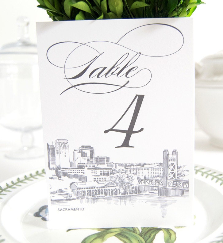 Sacramento Skyline Table Numbers (1-10)