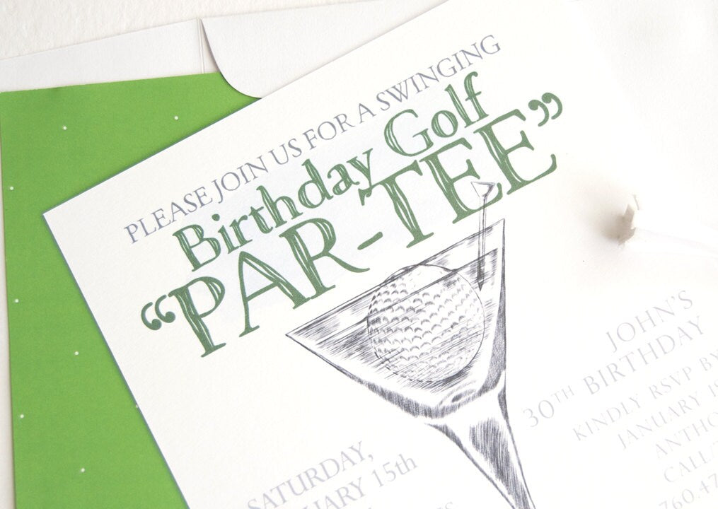 Birthday Party Invitations, Party Invitations Golf Par-Tee, (set of 25 cards and white envelopes)