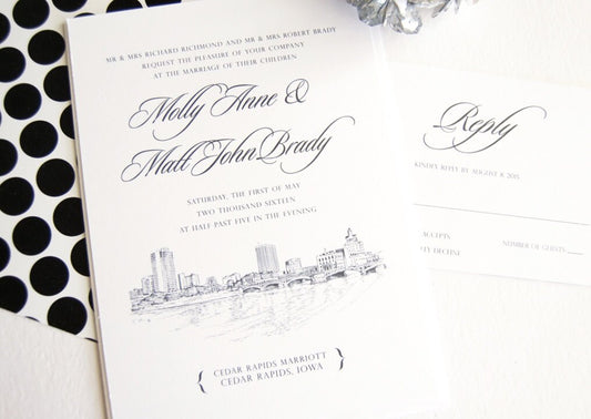 Cedar Rapids Wedding Invitation Package (Sold in Sets of 10 Invitations, RSVP Cards + Envelopes)