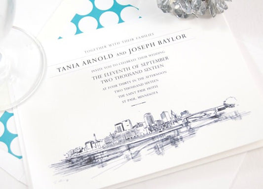 St Paul Skyline Wedding Invitations Package (Sold in Sets of 10 Invitations, RSVP Cards + Envelopes)