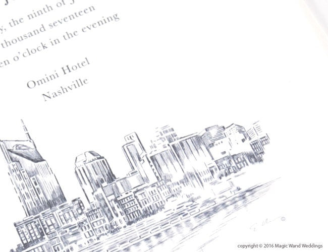Nashville Water View Wedding Invitation, Nashville Tennessee Wedding (Sold in Sets of 10 Invitations, RSVP Cards + Envelopes)